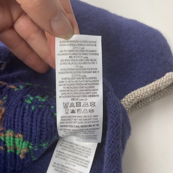 Baby Boden Cardigan Sweater Kids 2-3Y Blue Birds Holiday Christmas Knit - Picture 8 of 10